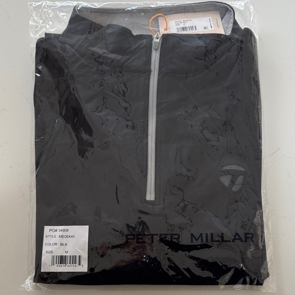 Peter Millar Black Performance Quarter-Zip Pullover